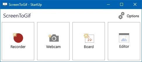 ScreenToGif startup chooser from the official project media kit.